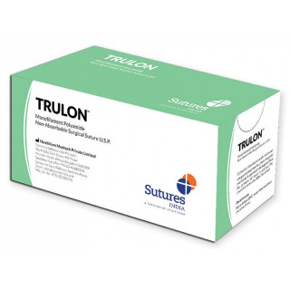 Šití non ass. trulon kalibr 3/0, zakřivení 3/8, jehla 25 mm - 45 cm - modrá - bal. 12 ks.