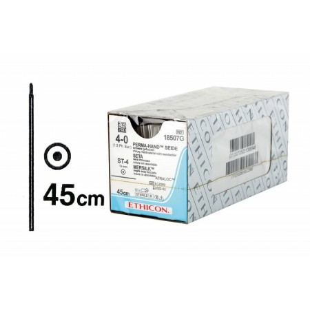 Sutura non assorbibile ethicon perma-hand 18507g con ago da 19mm usp 4/0 nero - confez. da 1 sutura