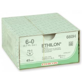 Niet-absorbeerbare hechtdraad ethicon ethilon 660h met naald 3/8 16mm usp 6/0 zwart - 1 st.