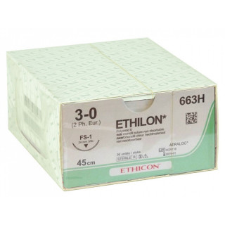 Icke-absorberbar sutur ethicon ethilon 663h med nål 3/8 24mm usp 3/0 svart - 1 st.