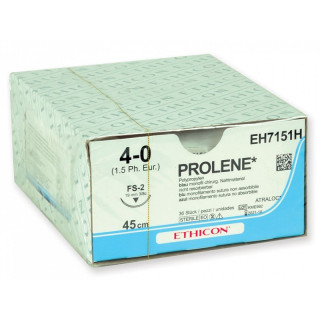 Ethicon prolene eh7151h monofilament non-absorbable suture with 3/8 19mm usp 4/0 blue needle - 1 pc.