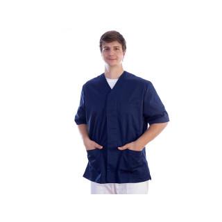 Tunică cu nasturi - bumbac/poliester - unisex m albastru
