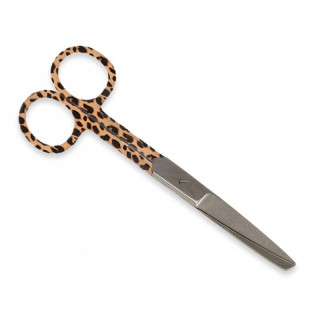 Lige saks med skiftende spidser - leopardmønster - 14 cm