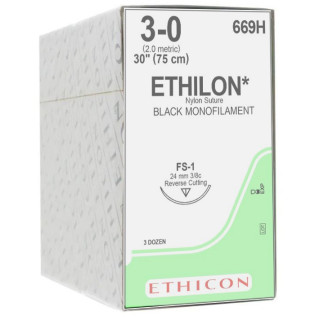 Sutura monofilamento ethicon ethilon - 3/0 ago 24 mm - conf. 36 pz.