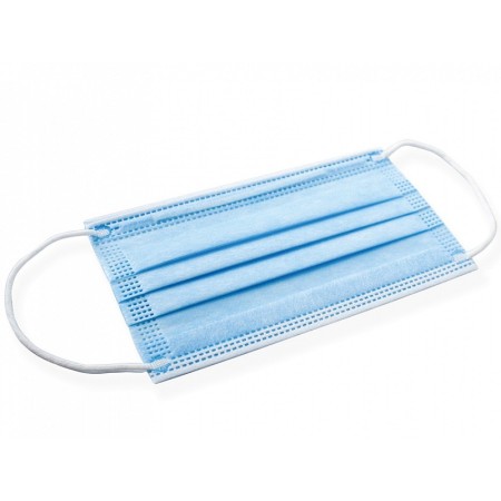 Gisafe mascherina chirurgica filtrante 98% 3 veli tipo iir con elastici - adulti - azzurra - flowpack - conf. 10 pz.