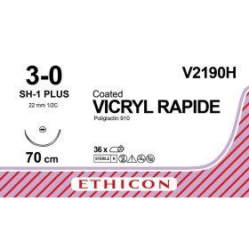 Sutura assorbibile ethicon vicryl rapide v2190h - 3/0 ago 22mm - confez. da 1 sutura