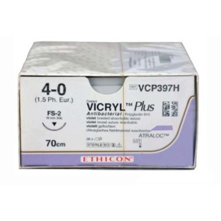 Lila syntetisk sutur, absorberbar vcp397h fs2 4-0 vicryl plus - paket. från 1 sutur