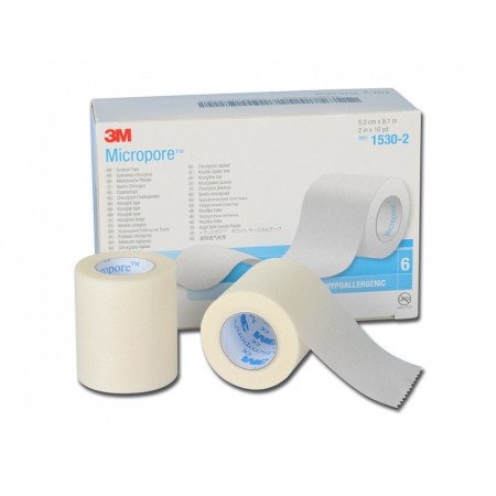 3m micropore 1530-2 cerotto di carta in rocchetto 5,1 cm x 9,14 m - 6 pz.