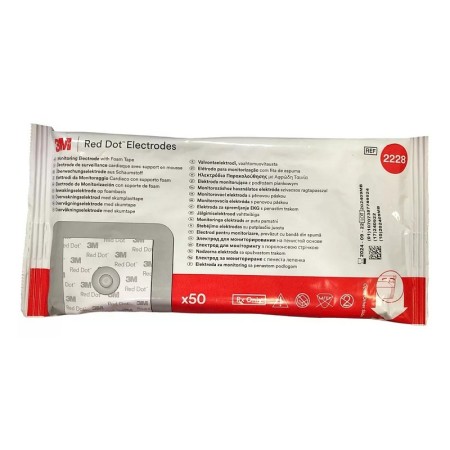 Elettrodi pregellati in foam per ecg 37x33 mm 3m red dot 2228 - confez. da 50 elettrodi