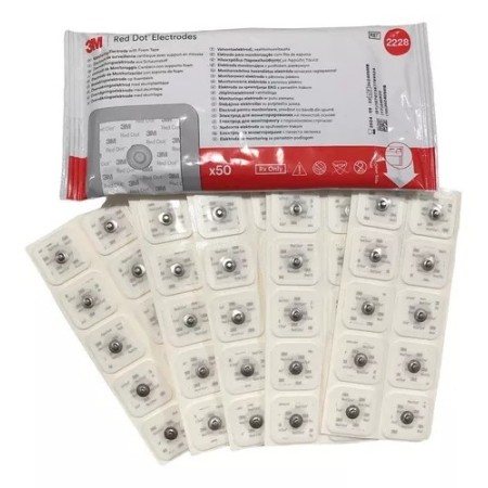 Elettrodi pregellati in foam per ecg 37x33 mm 3m red dot 2228 - confez. da 50 elettrodi